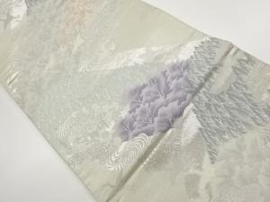 山水閣に野鶴模様織出し袋帯